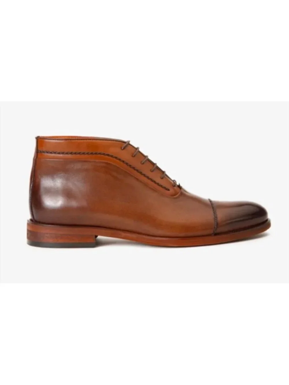 VINCI Men Brown Leather Cap Toe Oxford Ankle Boots Size 45 EU/12 US Dress Shoes